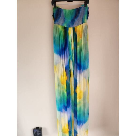 NWD Anthropologie Vineet Bahl Colorful Blurred Sheer Train Dress Sz L #MB426 - Picture 7 of 14